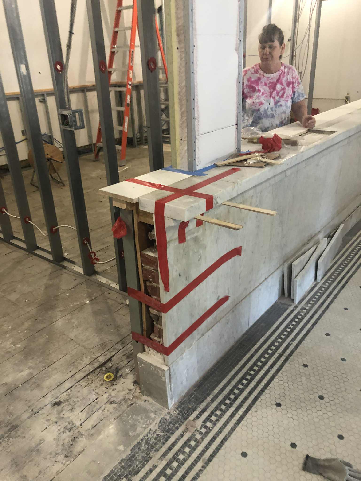 Natural stone repairs showing limestone and slate restoration