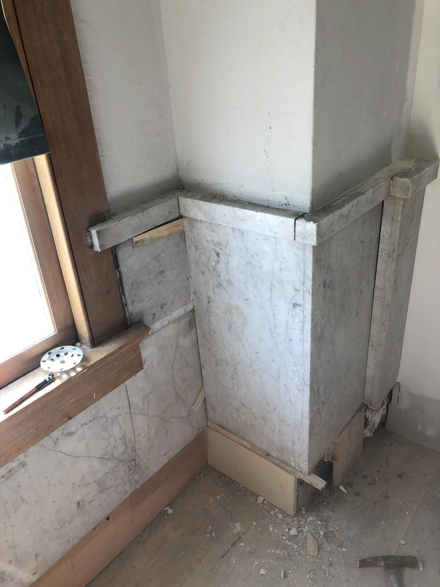 Marble wainscoting and wall panel restoration
