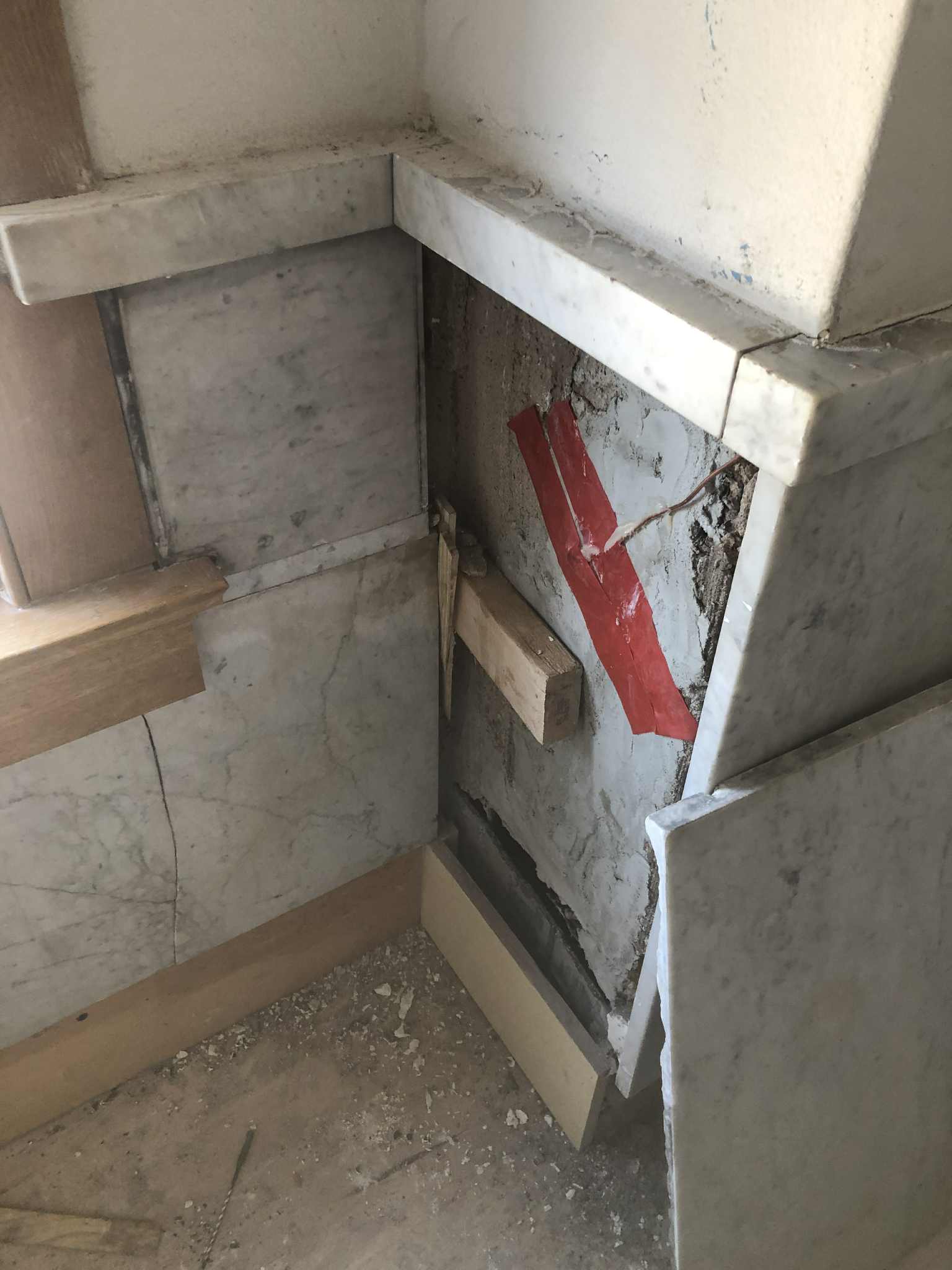 Marble wall panel restoration project