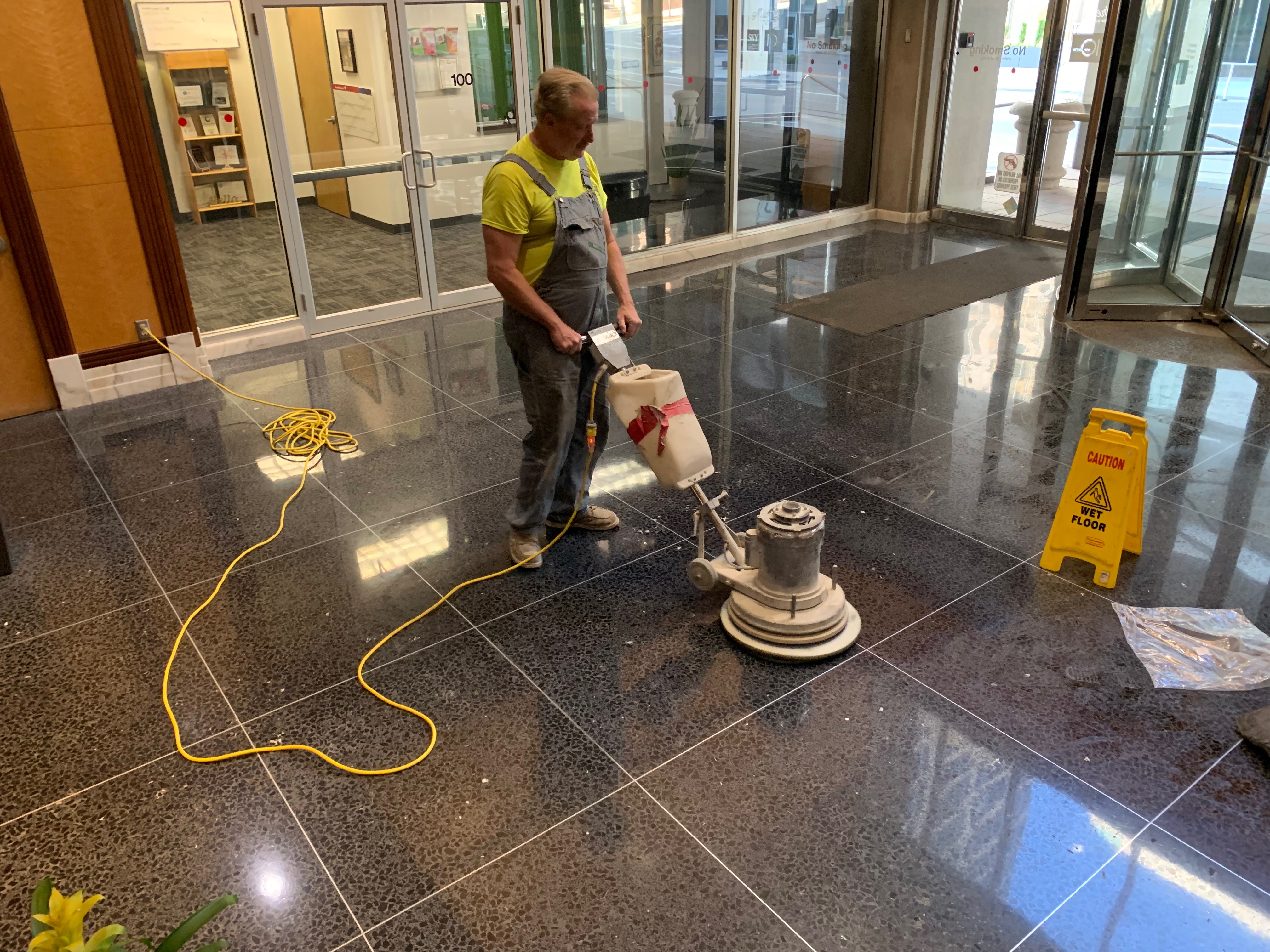 Detailed terrazzo floor restoration